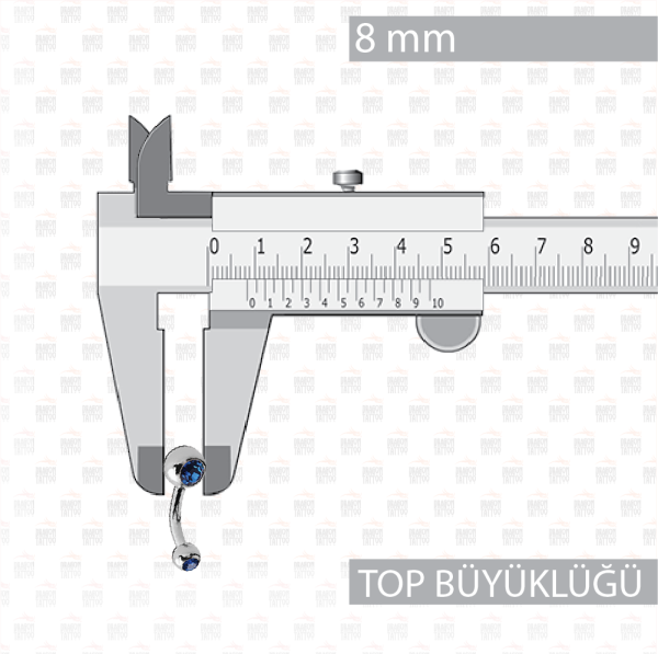 10 Adet Titanyum Cift Mavi Taşlı Göbek Piercing