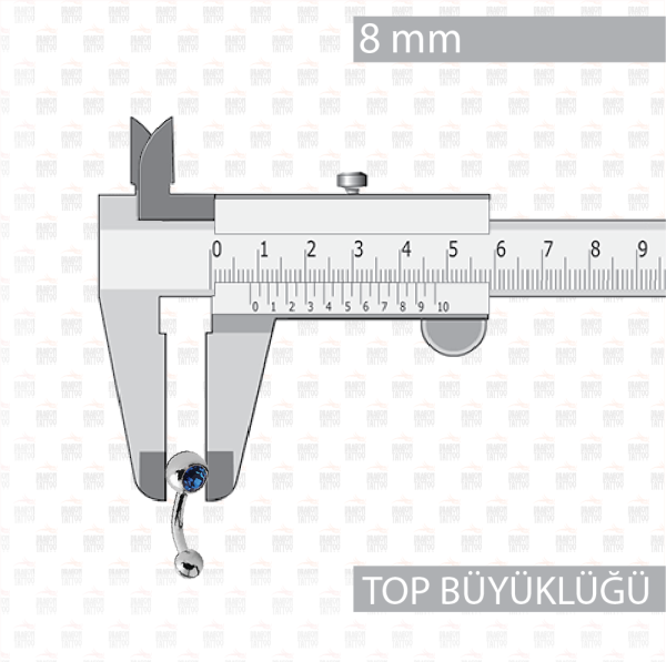 10 Adet Titanyum Tek Taşlı Göbek Piercing