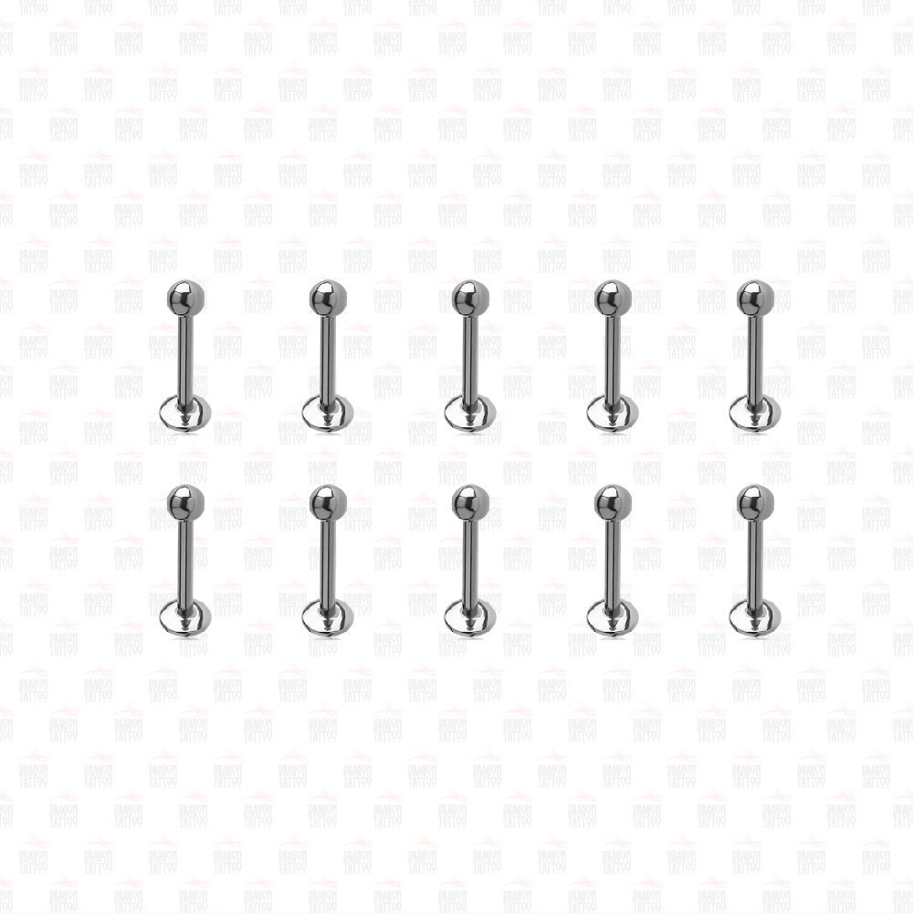 10 Adet Titanyum Taşsız Labret Dudak Piercing