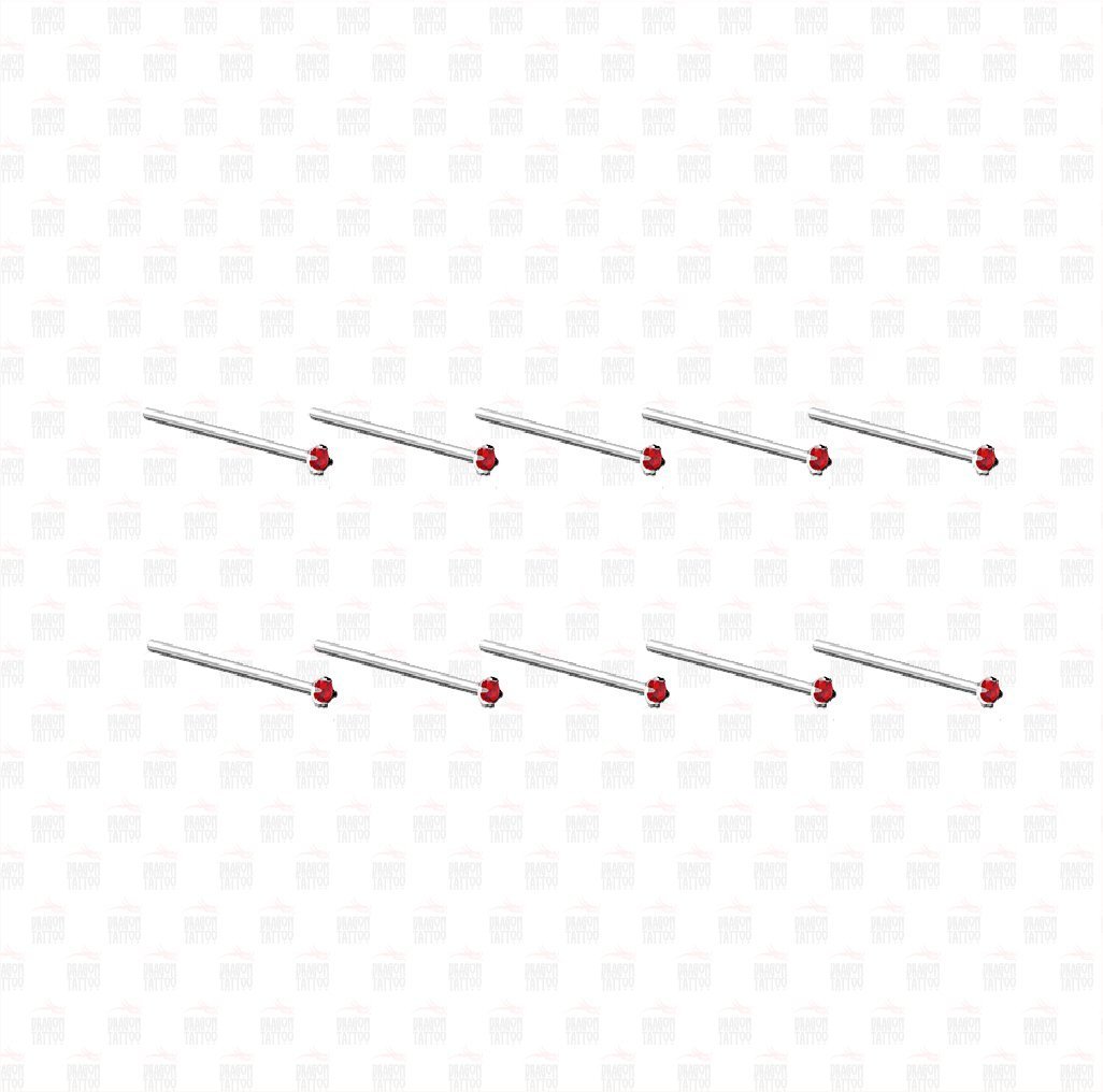 10 Adet Cerrahi Çelik İnce Kırmızı Taşlı Burun Hızma - Piercing