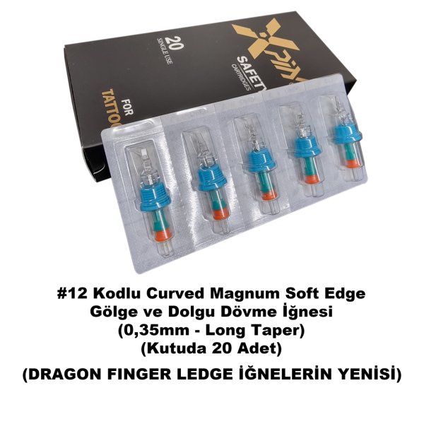 Dragon Xpin Gold #12 Kodlu Curved Magnum Long Taper Kartuş Dövme İğnesi Gölge ve Dolgu İçin Cartridge İğne SEMLT 1207 RM