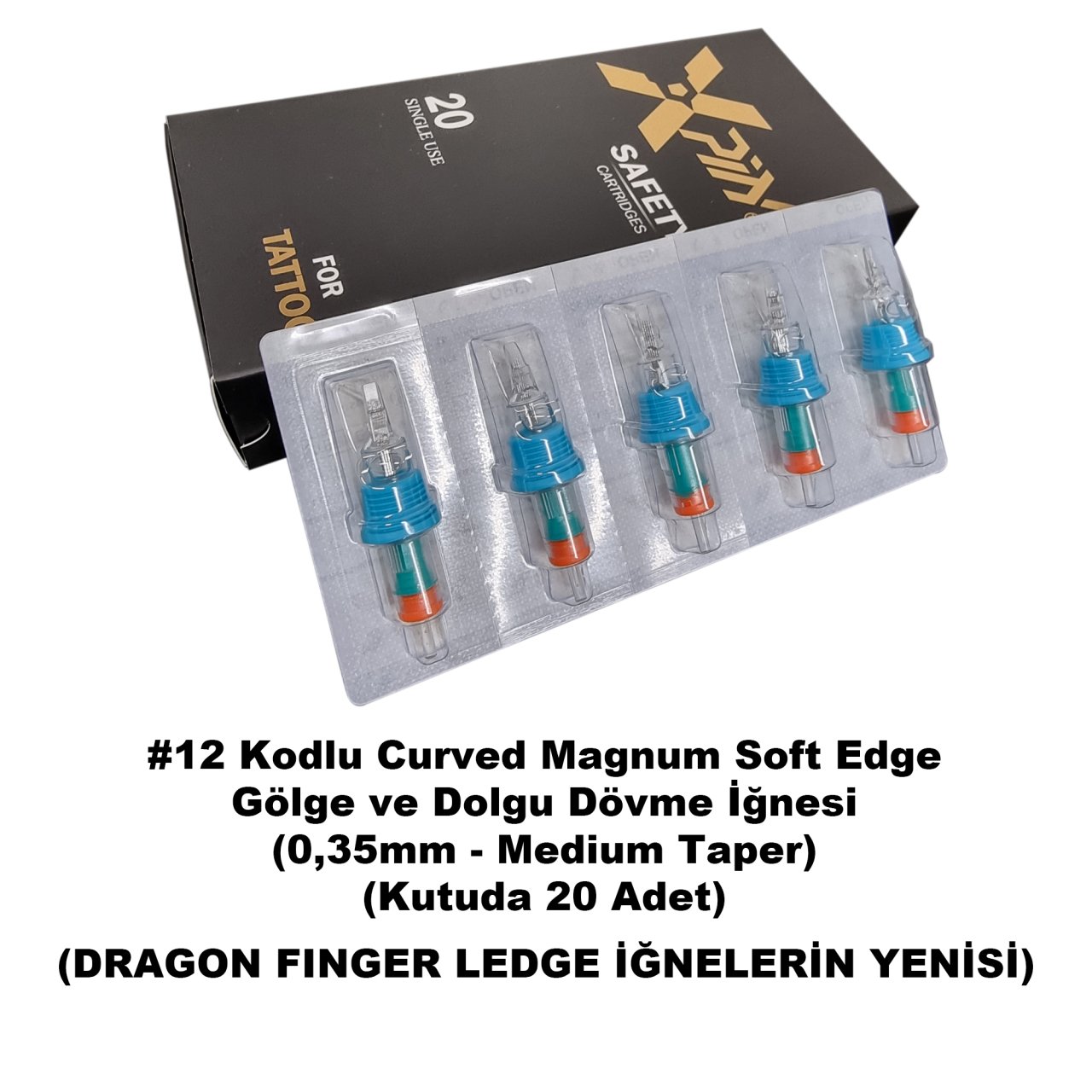 Dragon Xpin Gold #12 Kodlu Curved Magnum Long Taper Kartuş Dövme İğnesi Gölge ve Dolgu İçin Cartridge İğne SEMLT 1209 RM