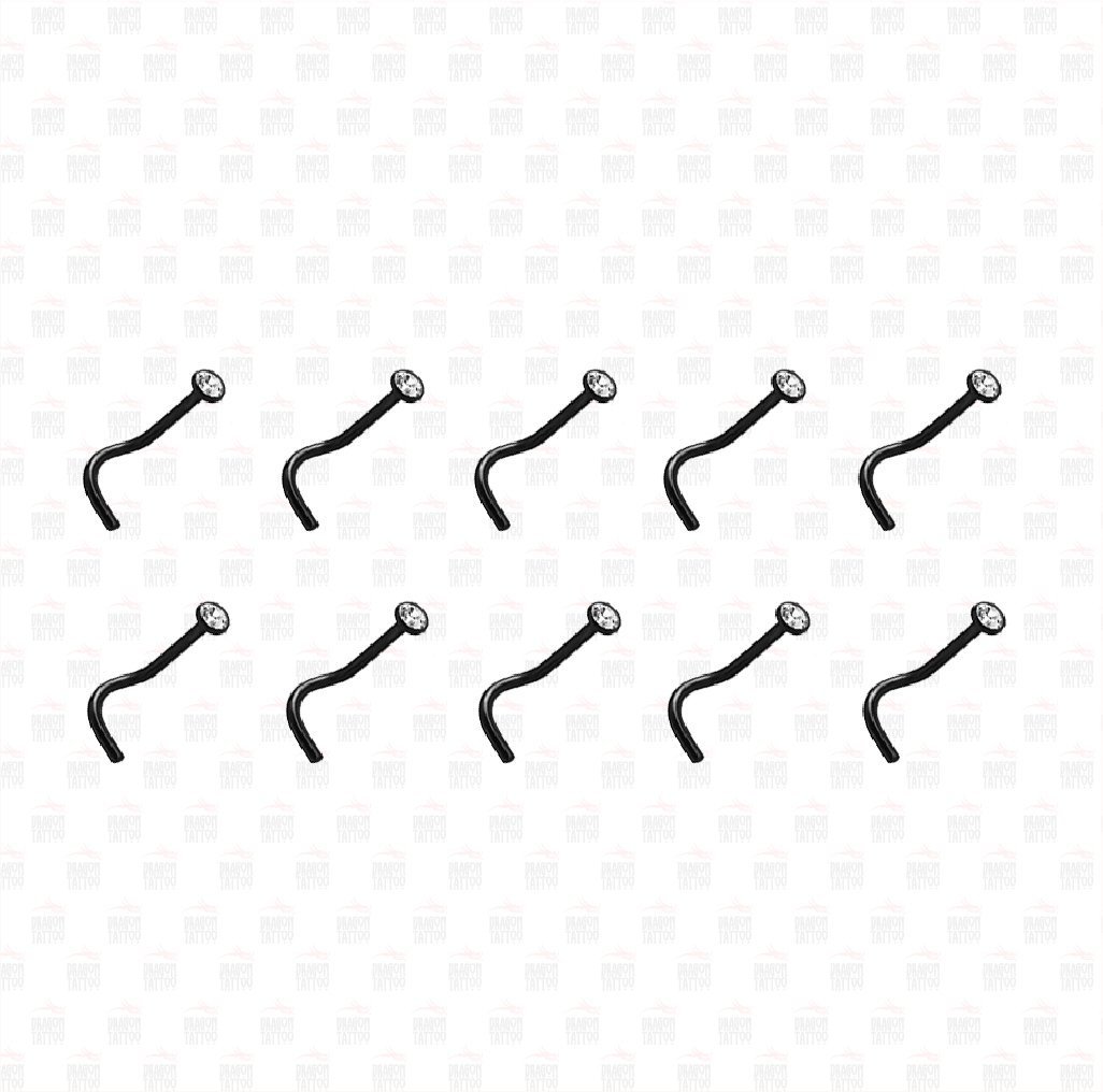 10 Piece Chirurgisch Staal Thin White Stone Black Nose Speed Up - Piercing