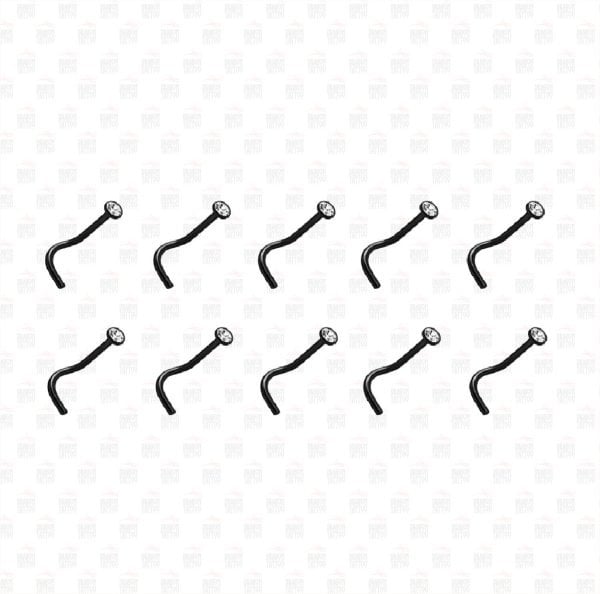 10 Piece Chirurgisch Staal Thin White Stone Black Nose Speed Up - Piercing