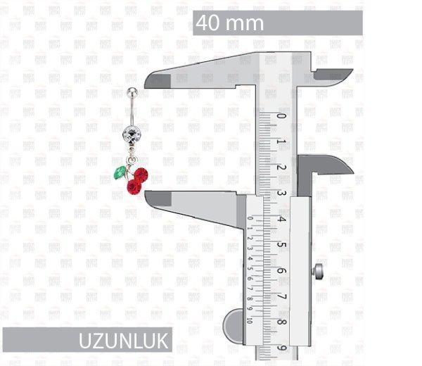 5 Adet Cerrahi Çelik Sallantılı Cherry - Kiraz Göbek Piercing