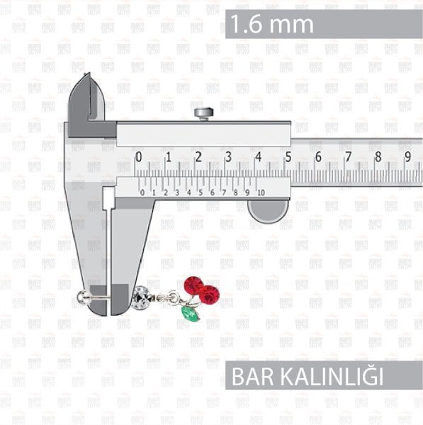 5 Adet Cerrahi Çelik Sallantılı Cherry - Kiraz Göbek Piercing