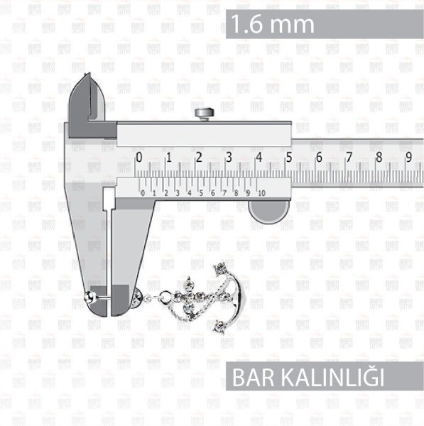 5 Adet Cerrahi Çelik Sallantılı Anchor - Taşlı Çapa Göbek Piercing