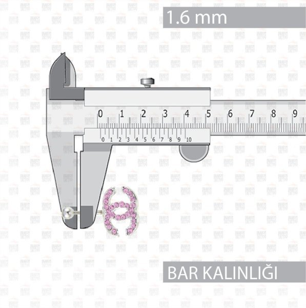 5 Adet Cerrahi Çelik Sallantılı Chanel CC Göbek Piercing