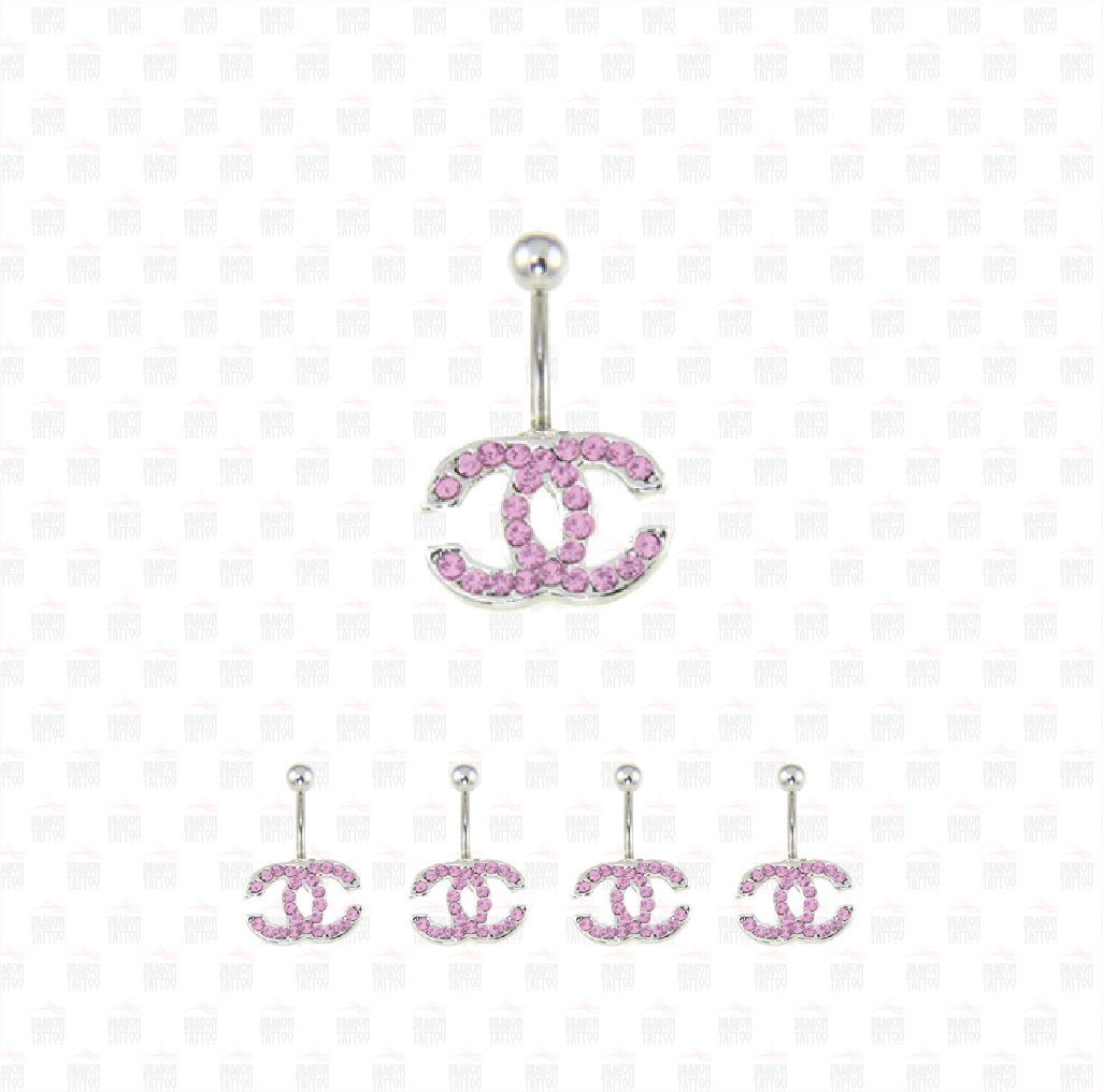 5 Adet Cerrahi Çelik Sallantılı Chanel CC Göbek Piercing