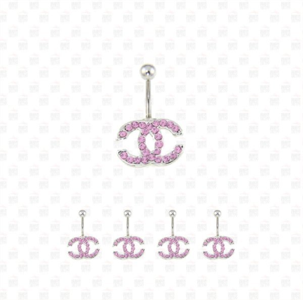 5 Adet Cerrahi Çelik Sallantılı Chanel CC Göbek Piercing