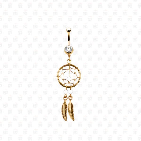 Cerrahi Çelik Sallantılı Dream Catcher - Rüya / Düş Kapanı Göbek Piercing