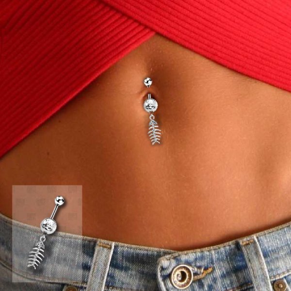 5 Adet Cerrahi Çelik Sallantılı Fish Bone - Balık Göbek Piercing