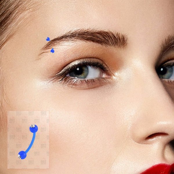 10 Adet UV Akrilik Bioplast Mavi Kaş Piercing