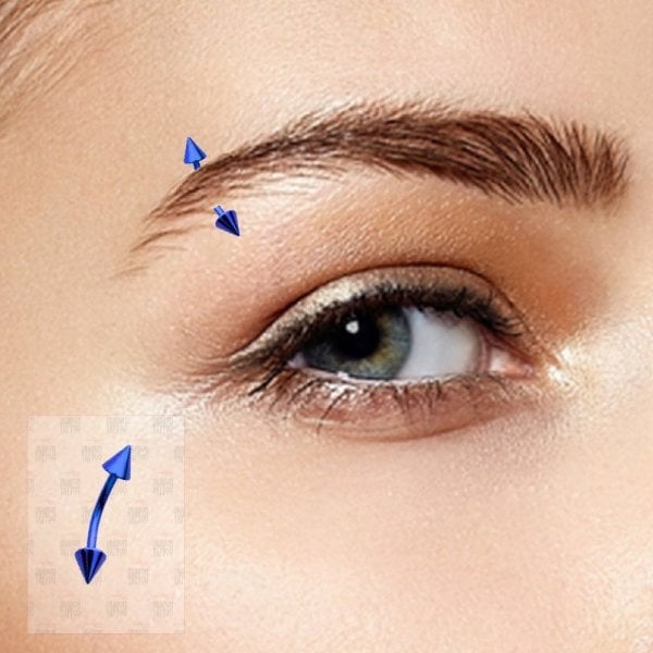 Cerrahi Çelik Çift Spike Mavi Kaş Piercing