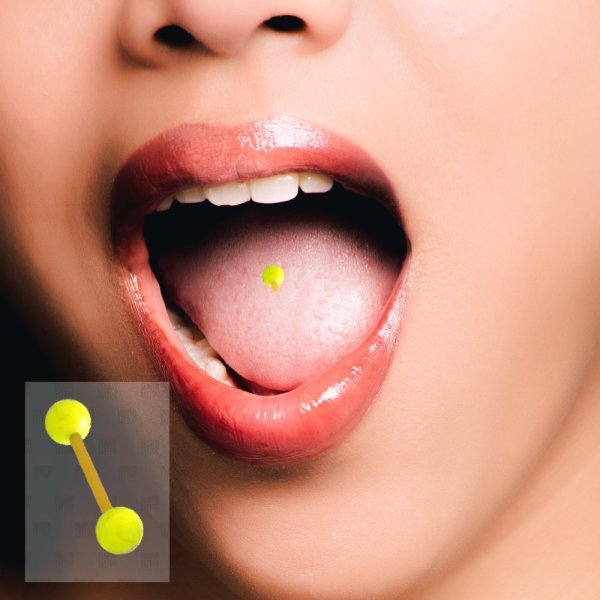 10 Adet Bioplast Flexible Sarı Renkli Dil Piercing