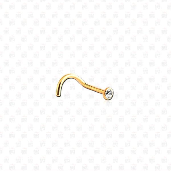 Cerrahi Çelik Altın Sarısı Beyaz Taşlı Burun Hızma - Piercing Bar Kalınlığı 0.8 mm