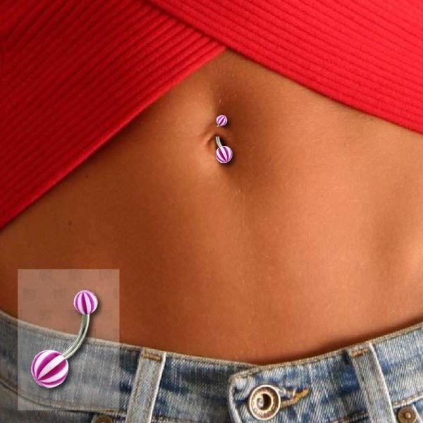 10 Adet Cerrahi Çelik Akrilik Plaj Topu Göbek Piercing