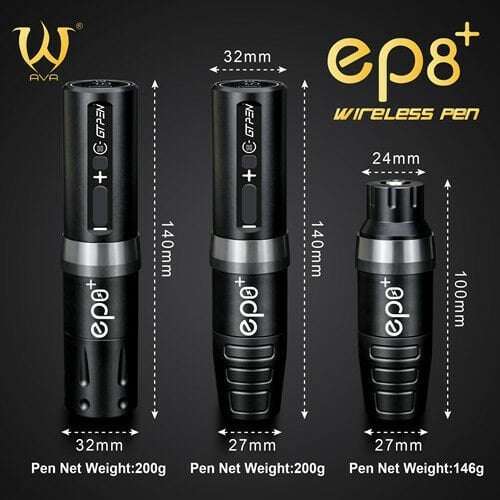 Ava EP8 Plus Luxury Kit Kablosuz, Çift Bataryalı, Şarjlı Rotary Pen Dövme Makinesi