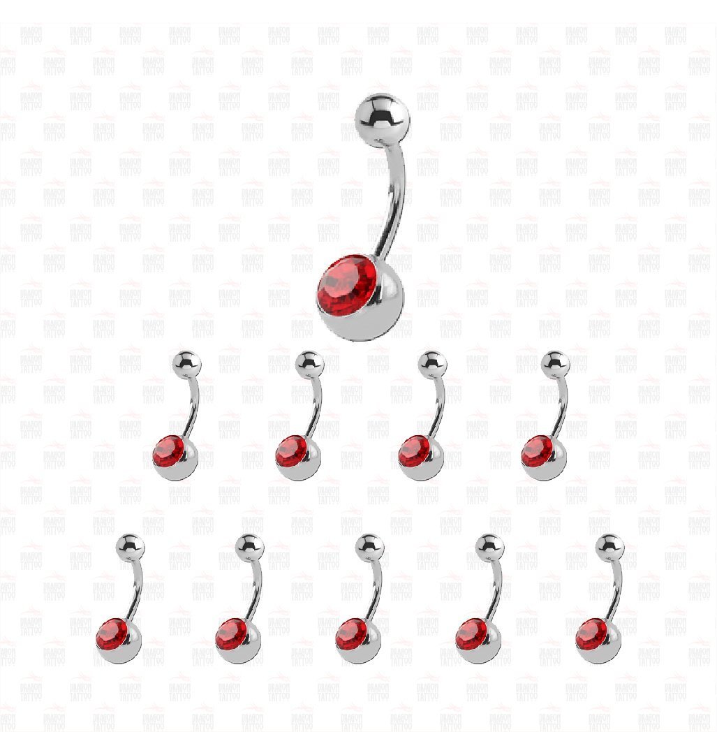 10 stuks Red Stone Belly Piercing Chirurgisch Staal