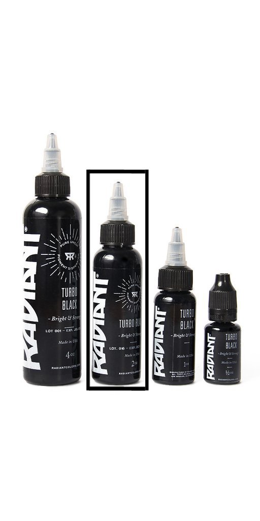 Radiant Turbo Black 2 oz 60 ml Siyah Çizgi ve Dolgu Dövme Boyası