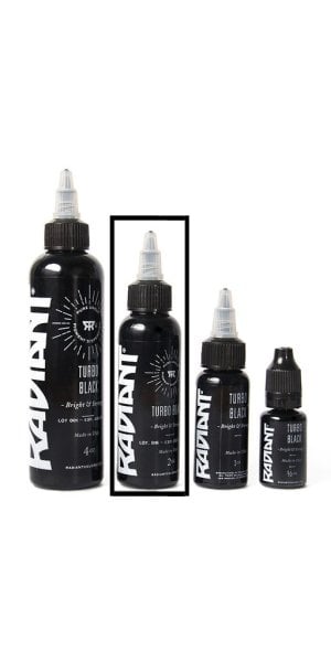Radiant Turbo Black 2 oz 60 ml Siyah Çizgi ve Dolgu Dövme Boyası