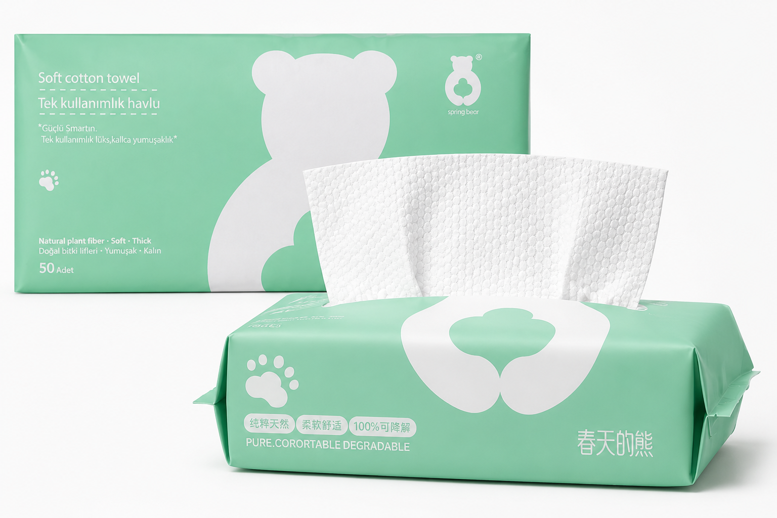 Spring Bear Dövme Temizleme, Kurulama ve Silme Havlusu 50 Yaprak 20cm x 20cm