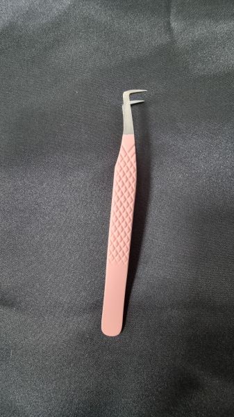 Açık Pembe Kıvrımlı İpek Kirpik Cımbızı - Anti Manyetik Cımbız 2