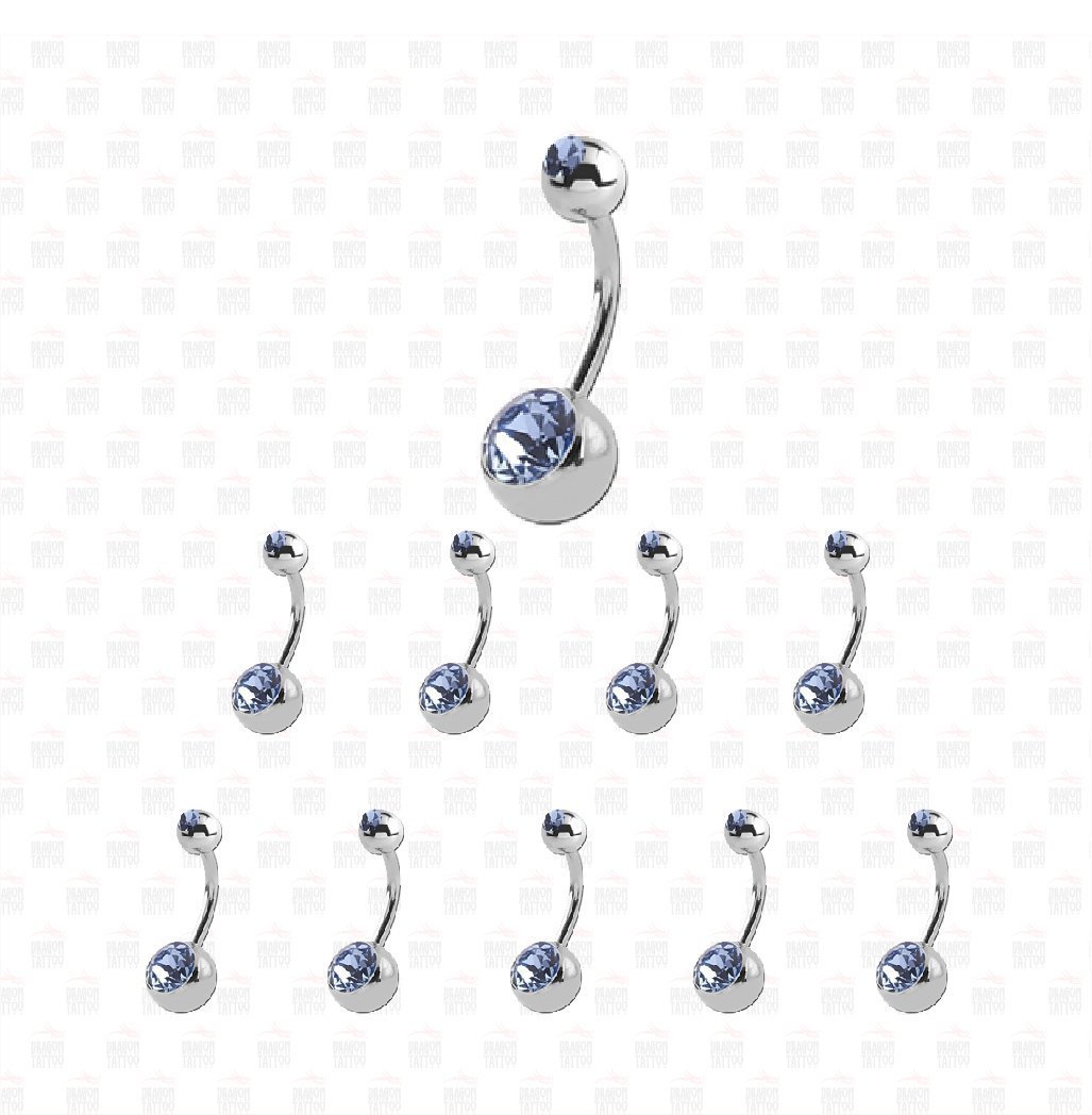 10 Adet Cerrahi Çelik Taşlı Göbek Piercing