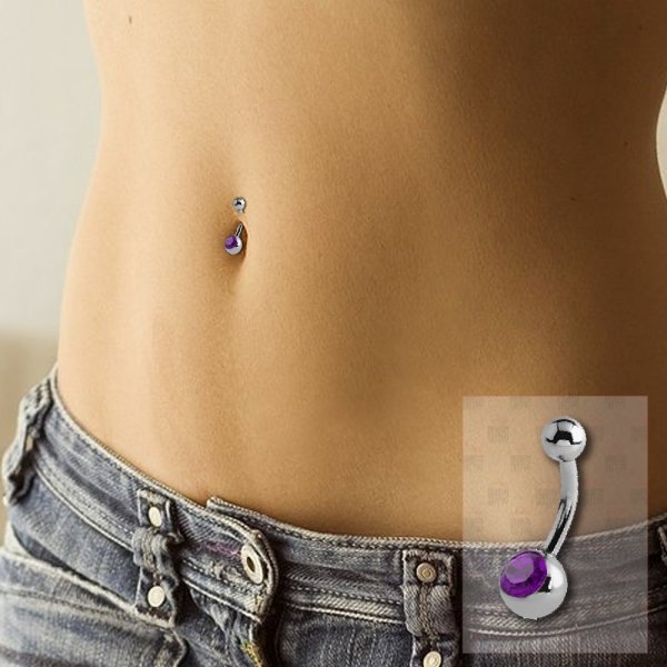 10 Adet Titanyum Taşlı Göbek Piercing