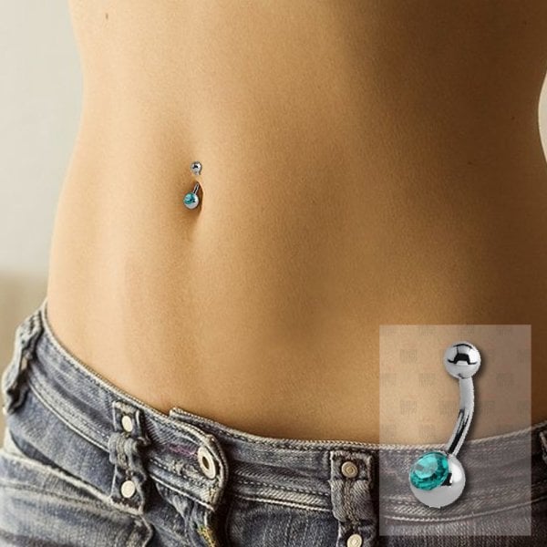 10 Adet Titanyum Taşlı Göbek Piercing