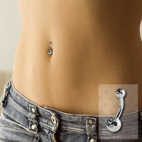 Dual Titanium navelpiercing met stenen