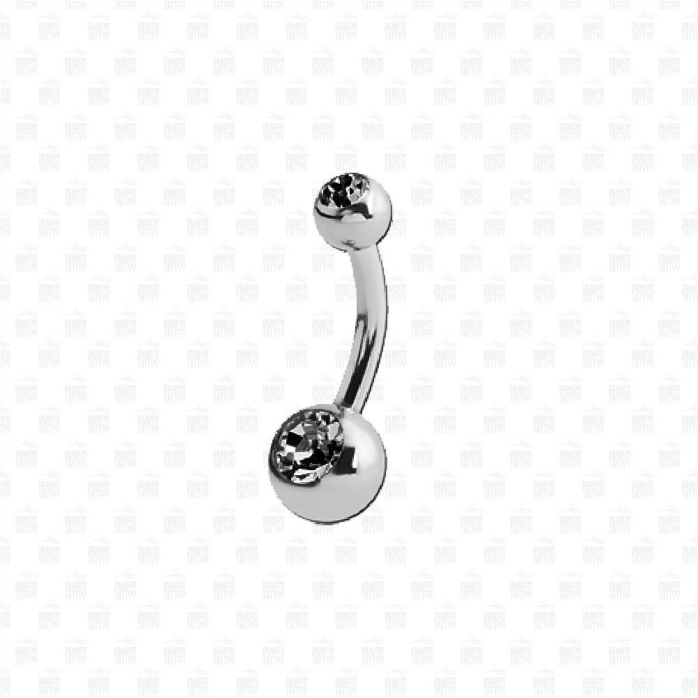 Dual Titanium navelpiercing met stenen