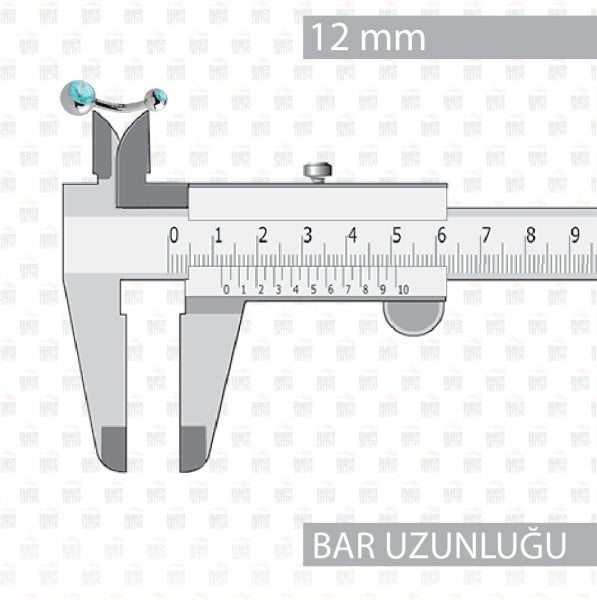 Titanyum Cift Taşlı Göbek Piercing