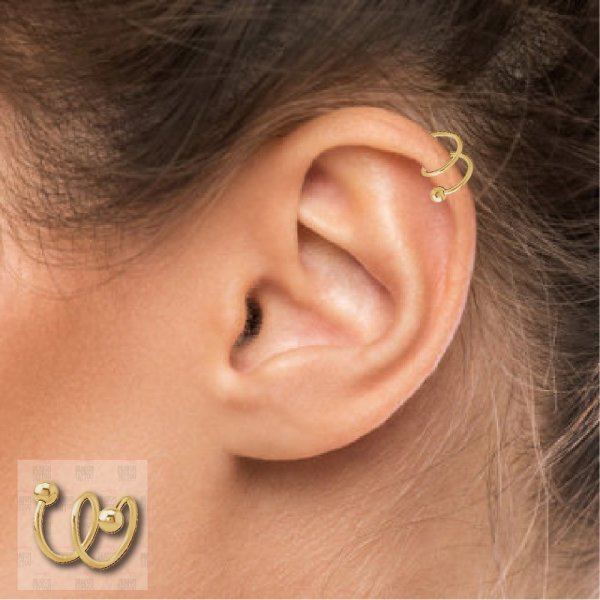 10 Adet Cerrahi Çelik Burgulu Altın Sarısı Spiral Piercing