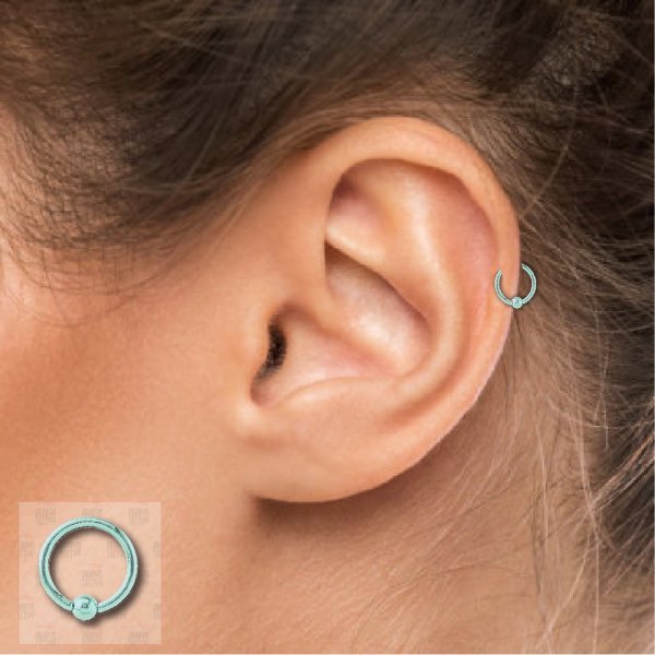 10 Adet Cerrahi Çelik Toplu Turkuaz Halka Piercing