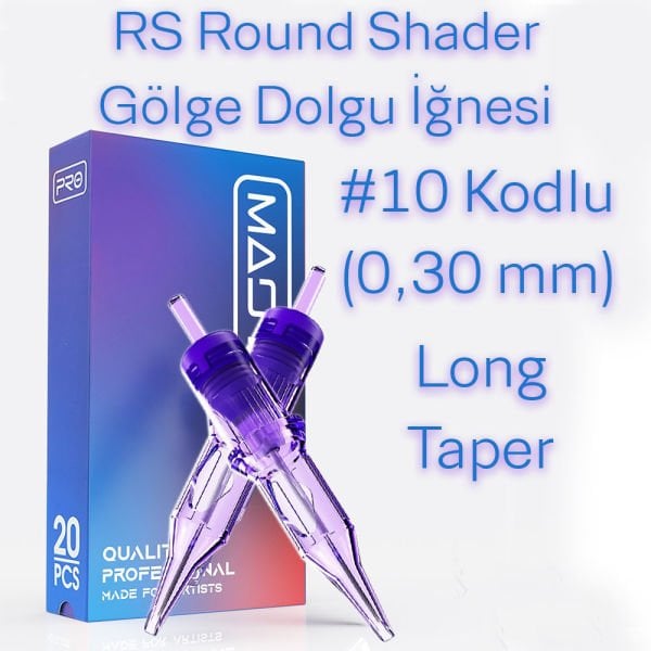 Mast Pro #10 Kodlu RS Round Shader Long Taper Cartridge Kartuş Dövme Dolgu ve Gölge İğneleri