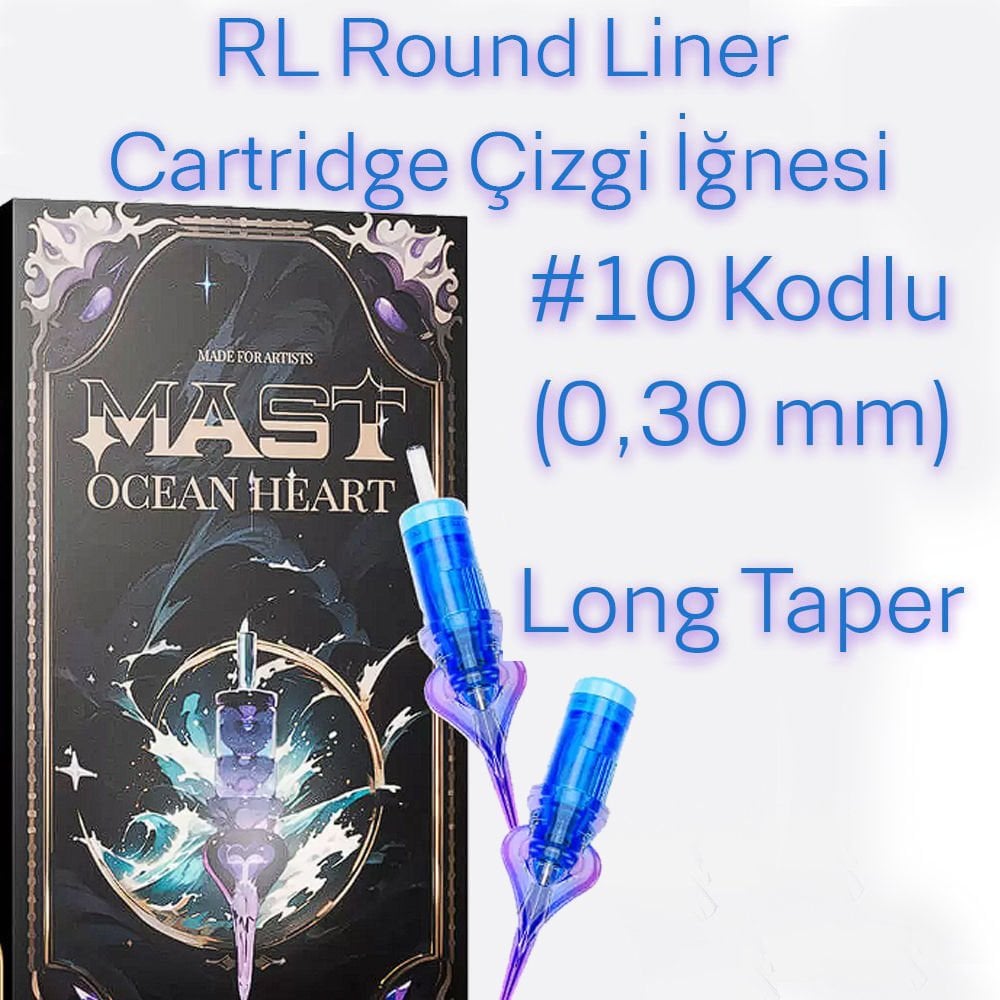Mast Ocean Heart #10 Kodlu RL Round Liner Long Taper Cartridge Kartuş Dövme Çizgi İğneleri