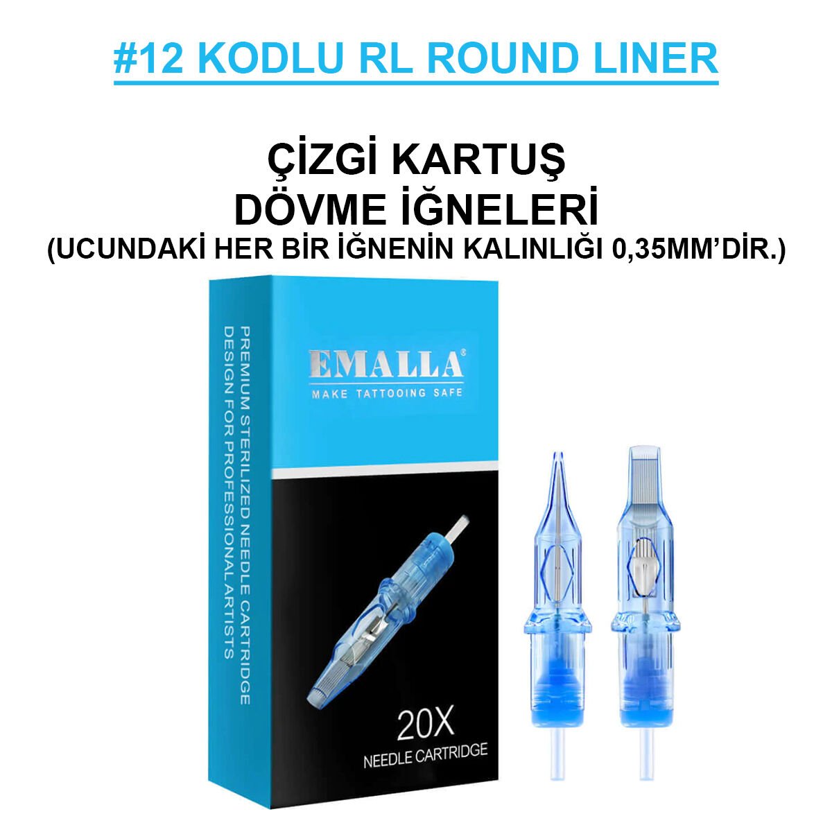 Emalla Eliot #12 Kodlu RL Round Liner Long Taper Cartridge Kartuş Dövme Çizgi İğneleri Emalla Eliot #12 Kodlu RL Round Liner Long Taper Cartridge Kartuş Dövme Çizgi İğneleri 1203 RL