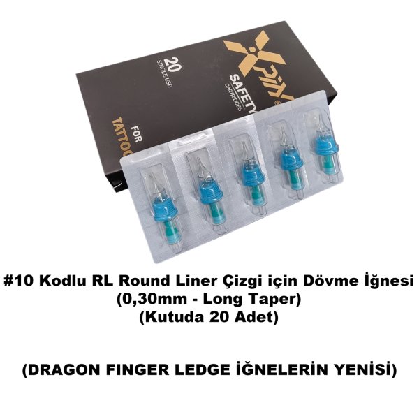 Dragon Xpin Finger Ledge #10 Kodlu RL Kartuş Dövme İğnesi Çizgi İçin Cartridge İğne 1001 RL