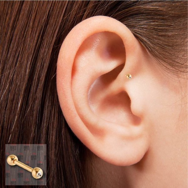 Cerrahi Çelik Altın Sarısı Kulak Piercing