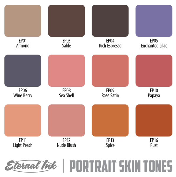 Eternal Ron Russo Portrait Tattoo Ink 1 oz/30 ml Set 12 Renk Portre Dövme Boyası Seti
