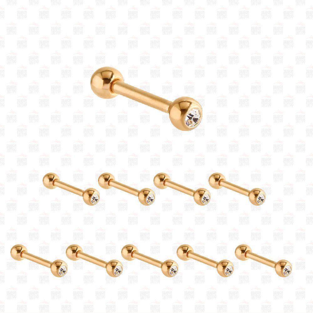 10 Adet Cerrahi Çelik Kulak Altın Sarısı Piercing