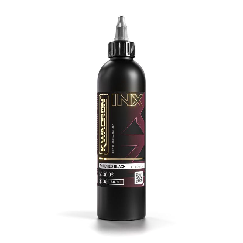 KWADRON INX Enriched Black 8 oz 240 ml Çizgi, Dolgu, Gölge Siyah Dövme Boyası