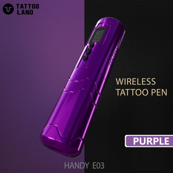 Tattoo Land Handy E03 Kablosuz Şarj Edilebilir Pilli Bataryalı Rotary Pen Dövme Makinesi 3,5mm Stroke Tattoo Land Handy E03 Kablosuz Şarj Edilebilir Pilli Bataryalı Rotary Pen Dövme Makinesi 3,5mm Stroke Mor