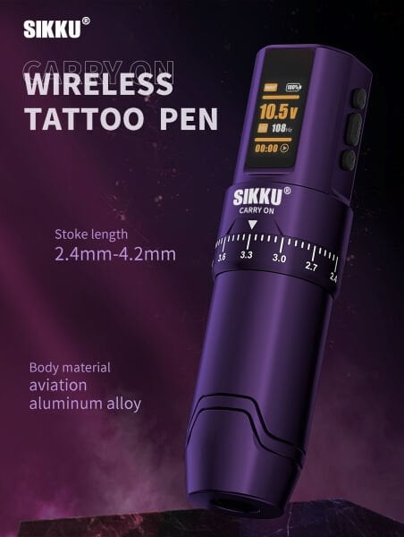 SIKKU CARRY ON KABLOSUZ BATARYALI DEĞİŞTİRİLEBİLİR STROKE KALICI MAKYAJ VE DÖVME MAKİNESİ MOR