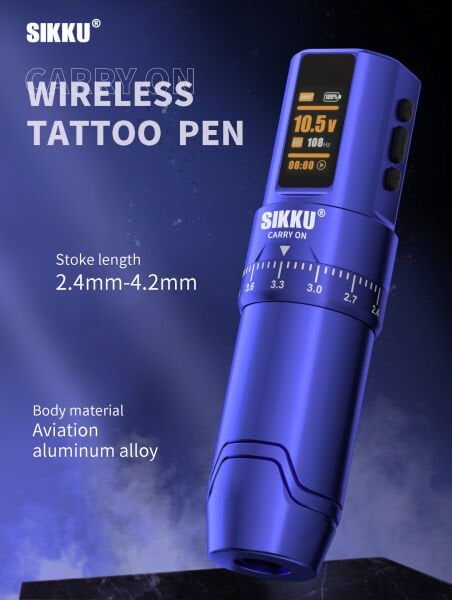 SIKKU CARRY ON KABLOSUZ BATARYALI DEĞİŞTİRİLEBİLİR STROKE KALICI MAKYAJ VE DÖVME MAKİNESİ INDIGO