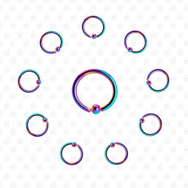 10 Adet Cerrahi Çelik Toplu Multicolor Halka Piercing