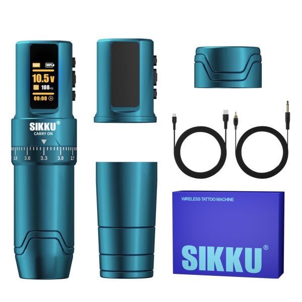 SIKKU CARRY ON KABLOSUZ BATARYALI DEĞİŞTİRİLEBİLİR STROKE KALICI MAKYAJ VE DÖVME MAKİNESİ MAVİ