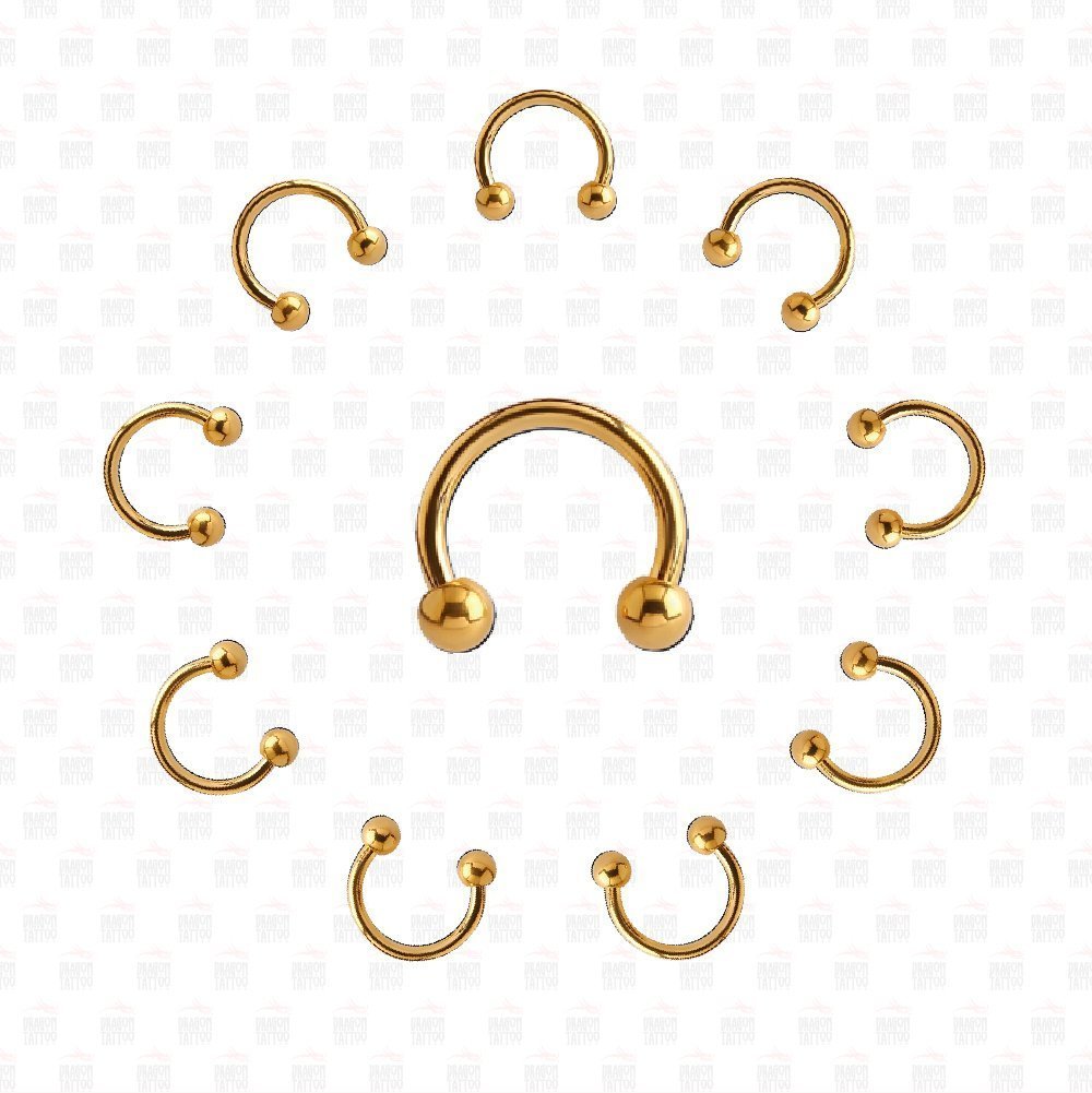 10 Adet Cerrahi Çelik Çift Toplu Altın Sarısı Halka Piercing