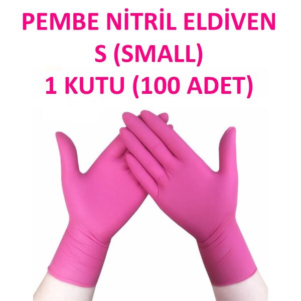 Eldiven Nitril Pembe S Small Küçük Boy Has-Pet (Kutu - 100 Adet) Broche